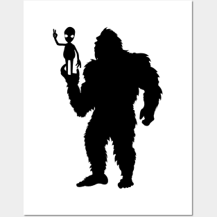 Bigfoot Alien Silhouette Posters and Art